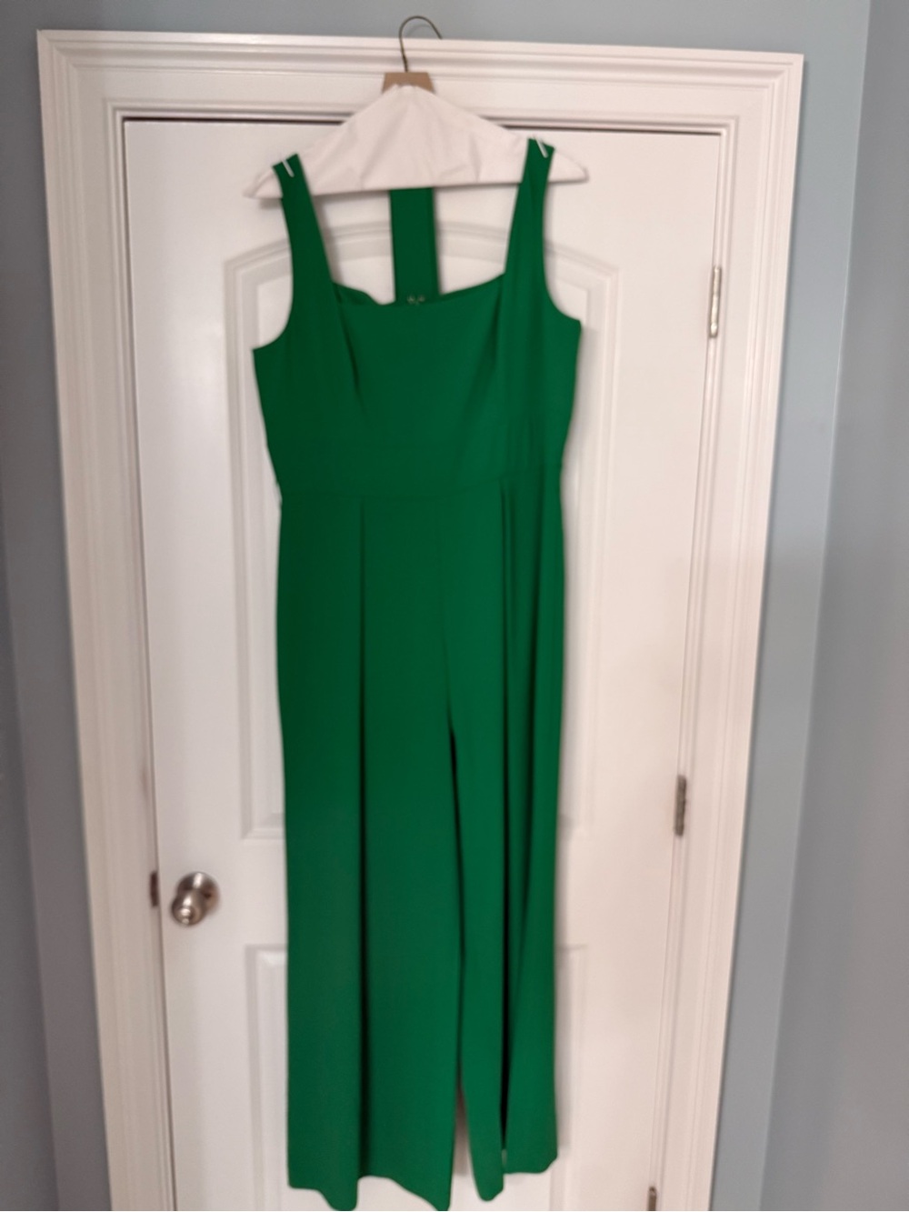 ANTONIO MELANI Green Wide-Leg Maxi Jumpsuit with Square Neck